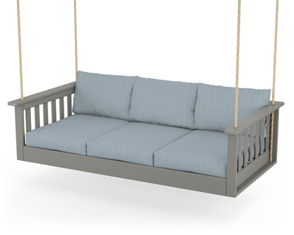 POLYWOOD® Vineyard Daybed Swing in Slate Grey / Exhale Sky