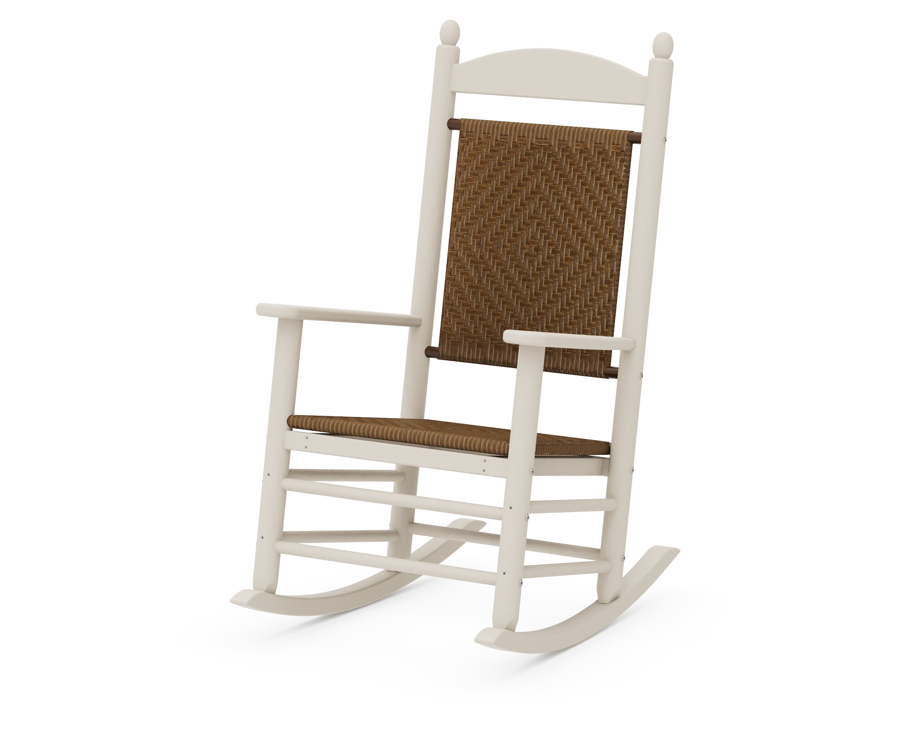 POLYWOOD® Jefferson Woven Rocking Chair in Sand / Tigerwood
