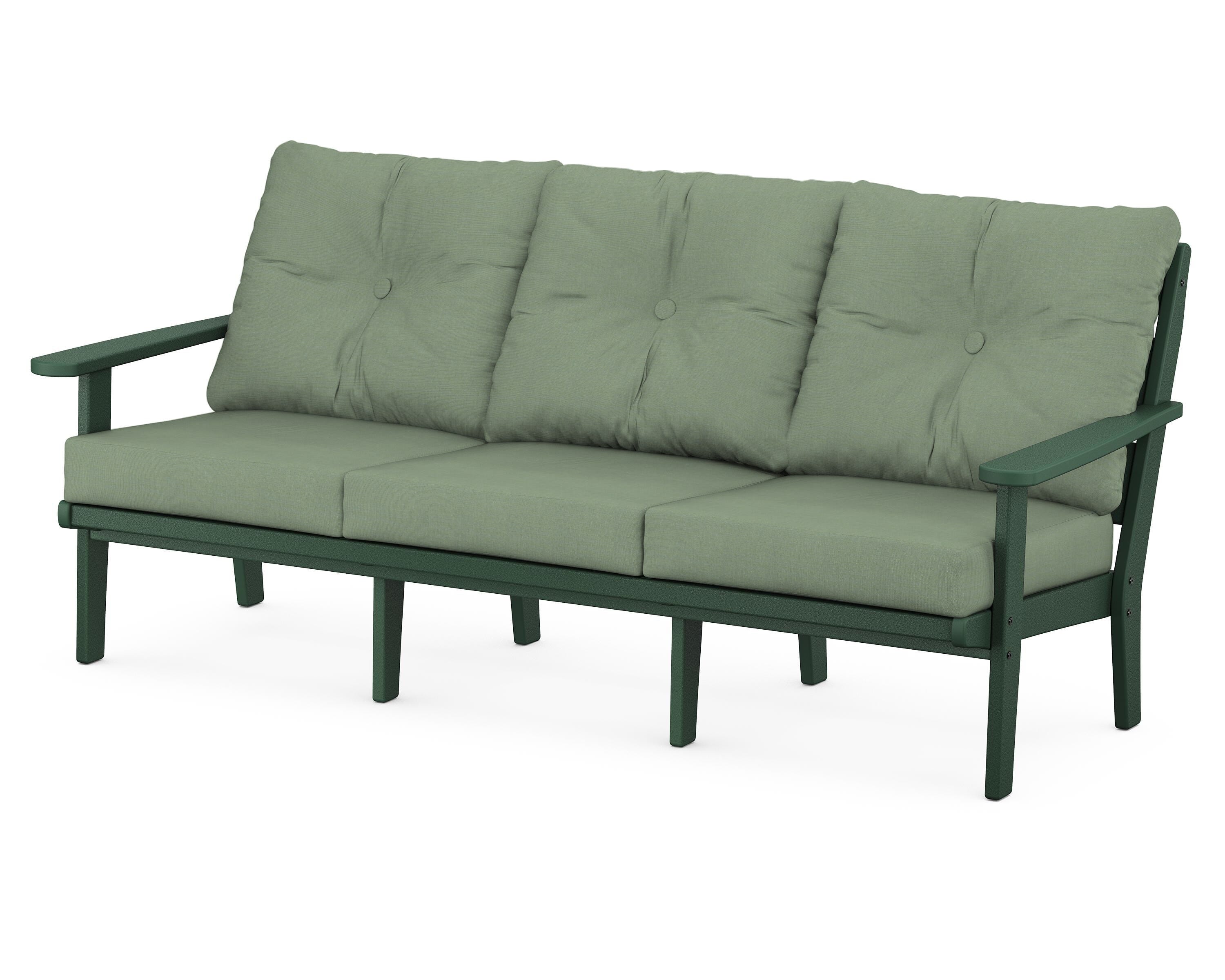 POLYWOOD® Lakeside Deep Seating Sofa in Green / Exhale Rainwashed