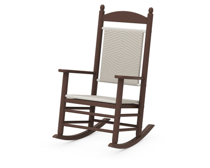 POLYWOOD® Jefferson Woven Rocking Chair in Mahogany / White Loom