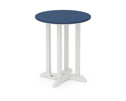 POLYWOOD® Contempo 24" Round Dining Table in White / Navy