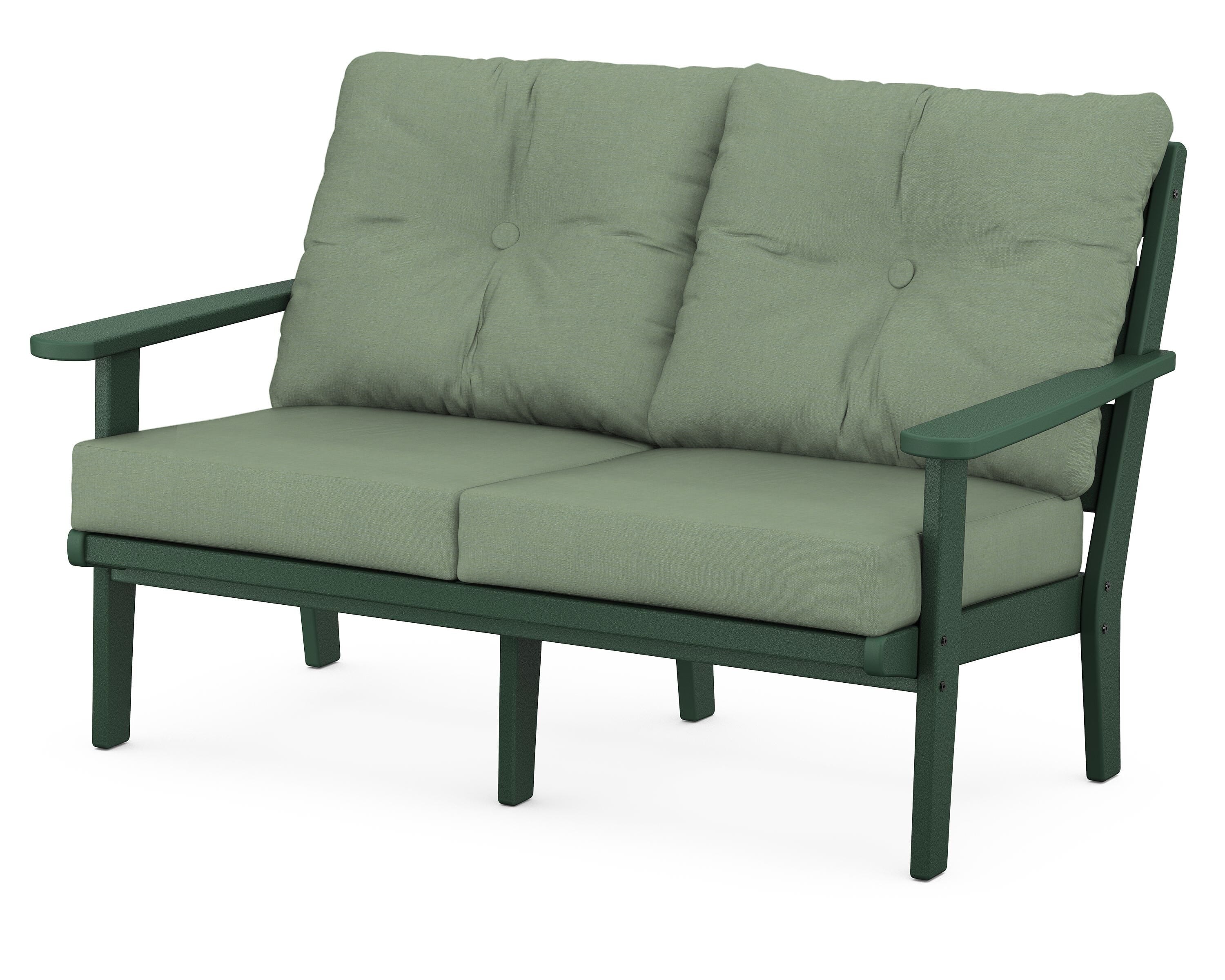 POLYWOOD® Lakeside Deep Seating Loveseat in Green / Exhale Rainwashed