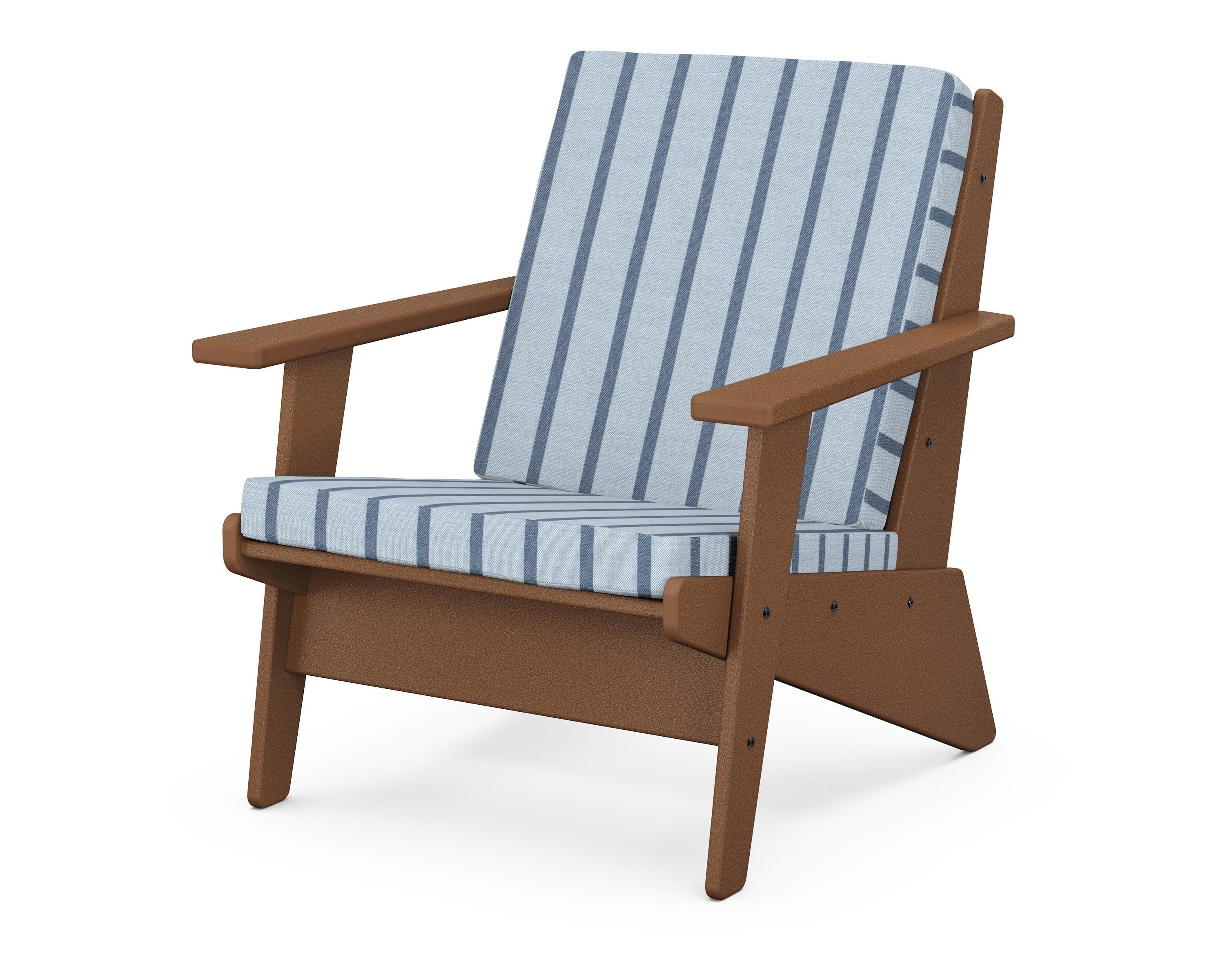 POLYWOOD® Riviera Modern Lounge Chair in Teak / Unwind Sky