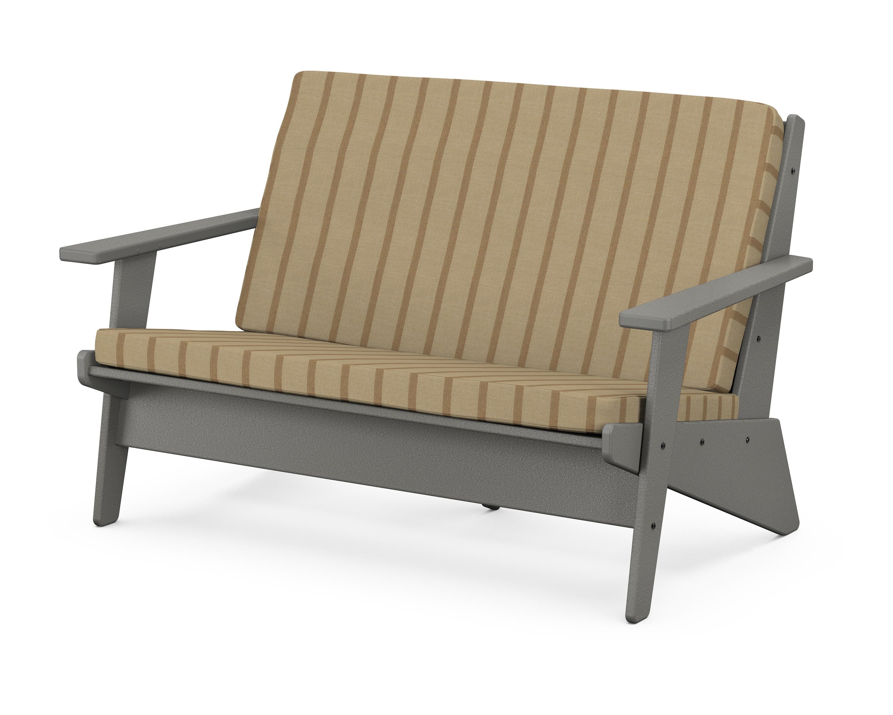POLYWOOD® Riviera Modern Lounge Loveseat in Slate Grey / Unwind Driftwood