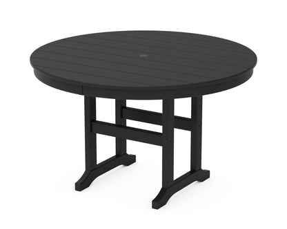 POLYWOOD® 48" Round Farmhouse Dining Table in Black