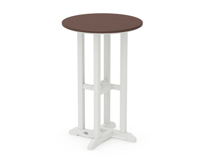 POLYWOOD® Contempo 24" Round Counter Table in White / Mahogany