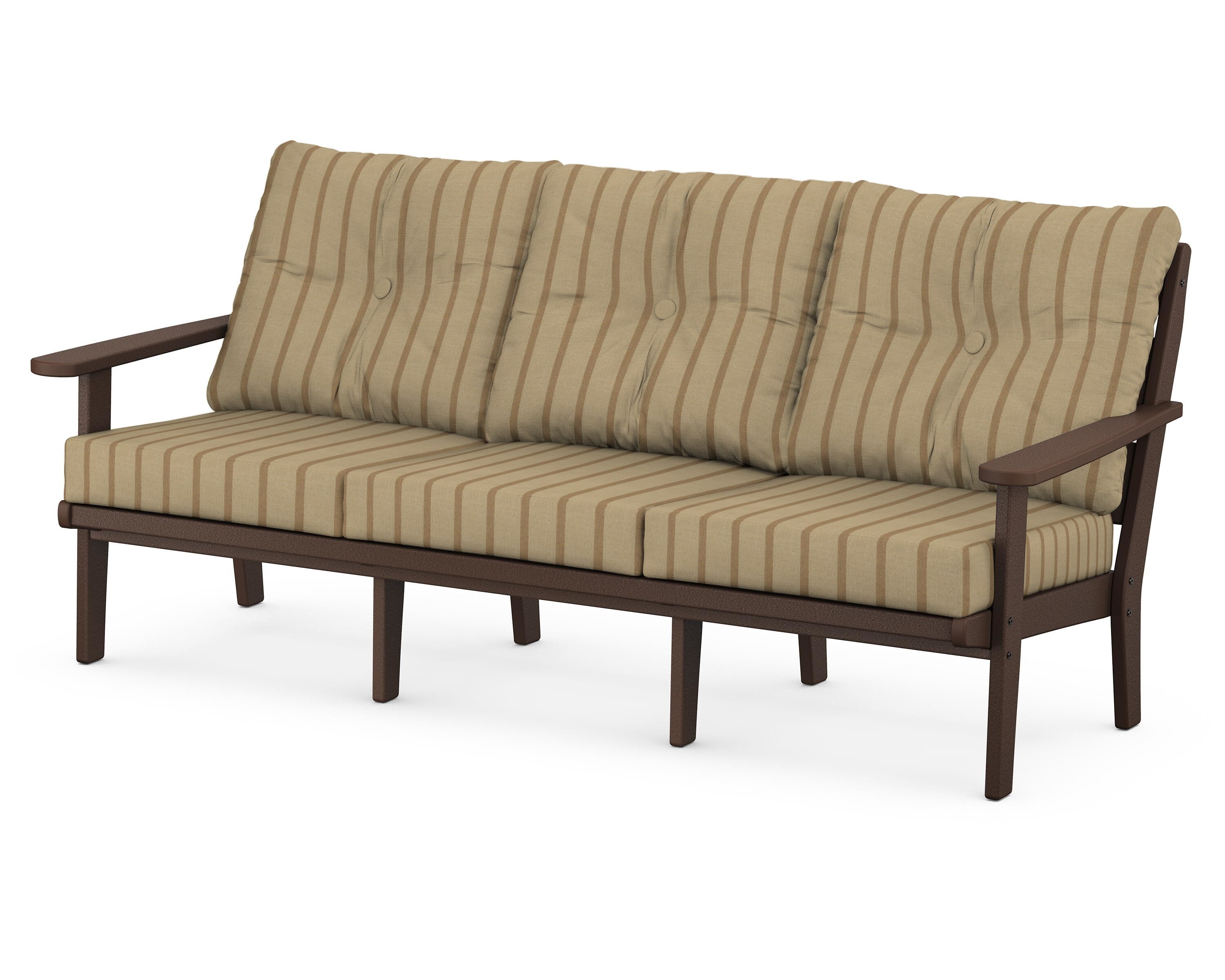 POLYWOOD® Lakeside Deep Seating Sofa in Mahogany / Unwind Driftwood