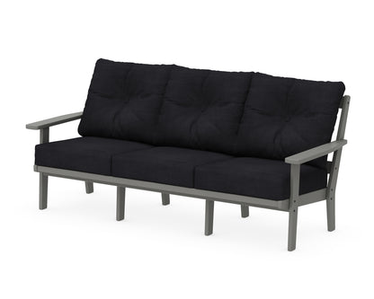 POLYWOOD® Oxford Deep Seating Sofa in Slate Grey / Midnight Linen
