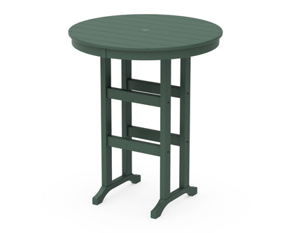 POLYWOOD® 36" Round Farmhouse Bar Table in Green