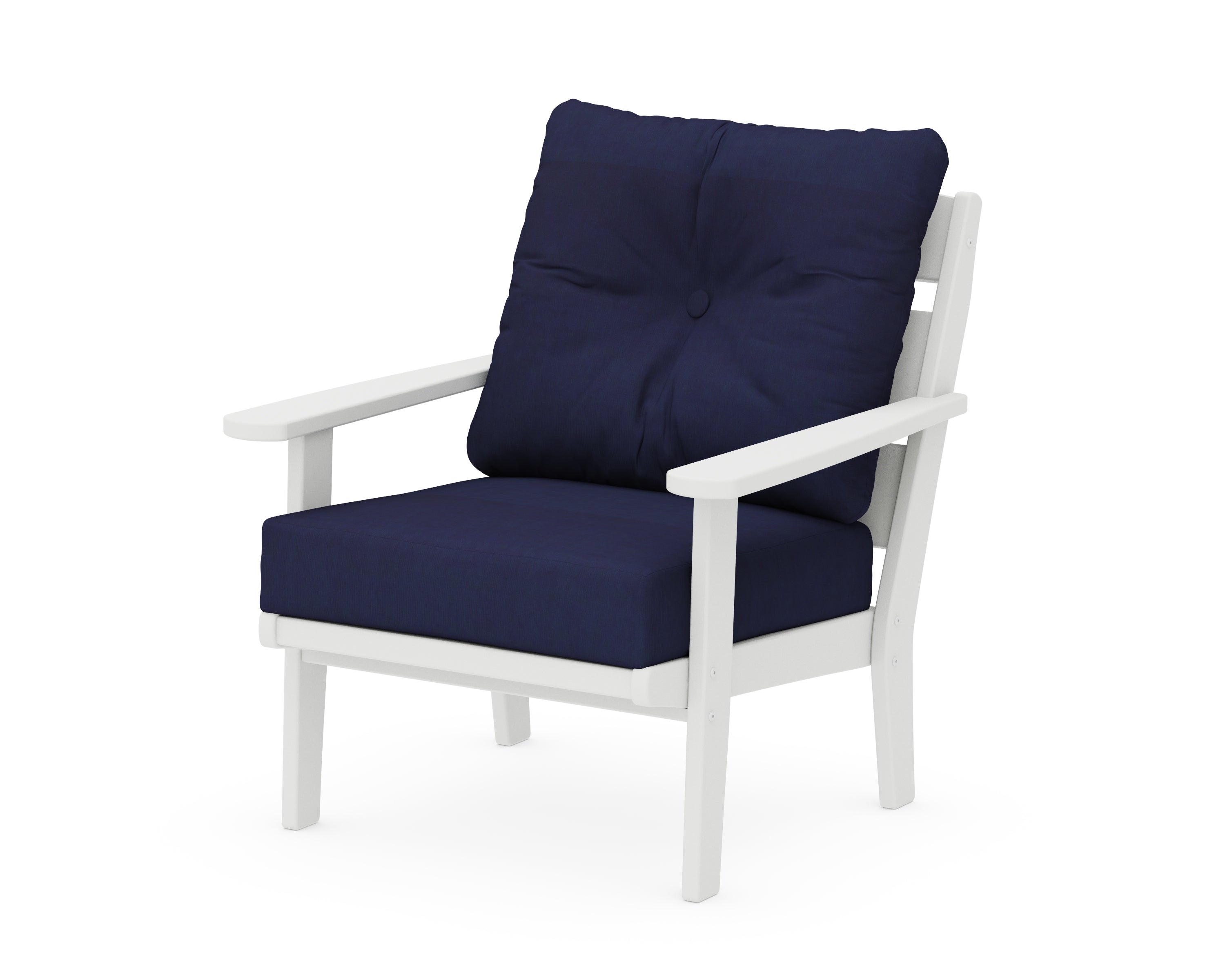 POLYWOOD® Lakeside Deep Seating Chair in White / Navy