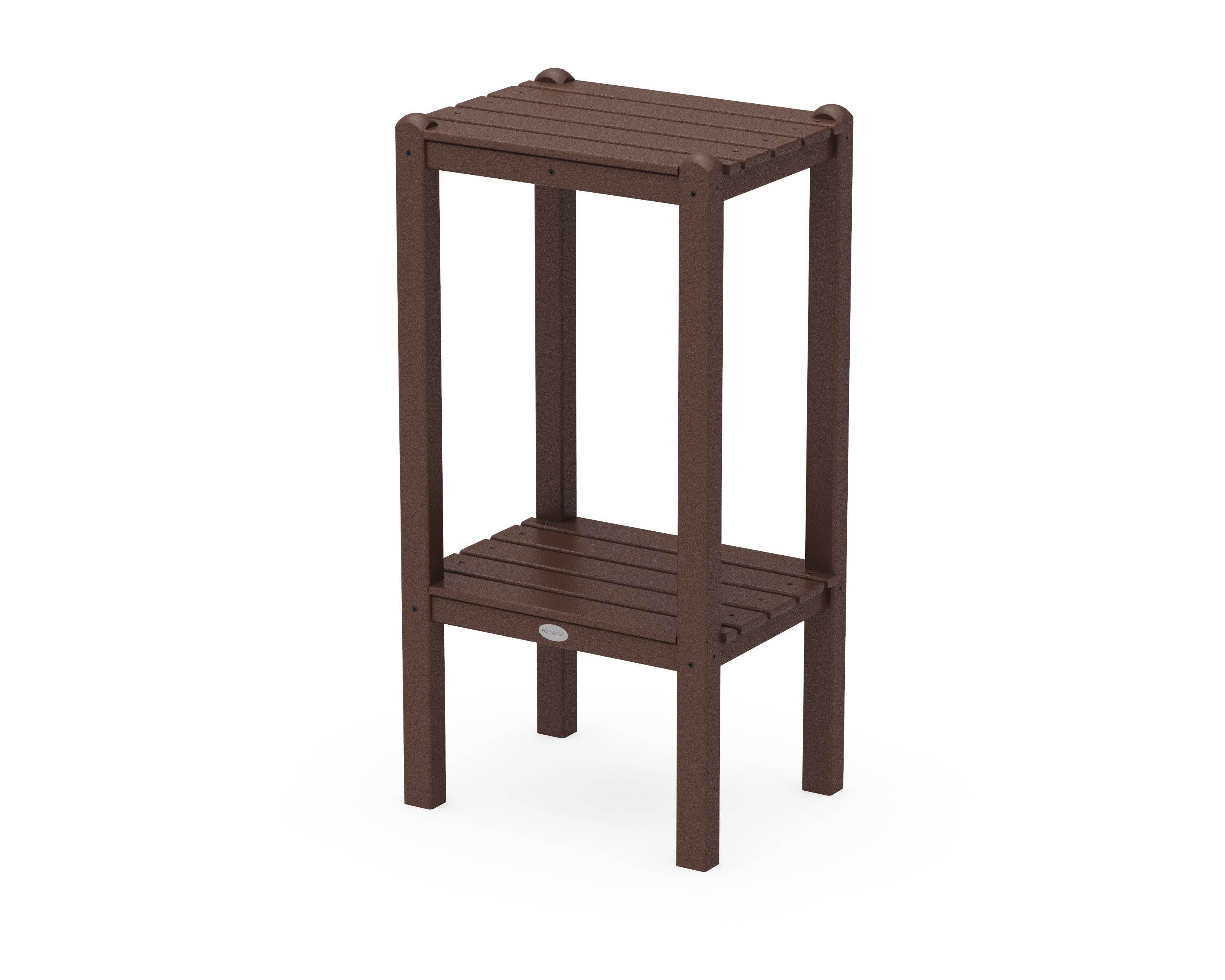 POLYWOOD® Two Shelf Bar Side Table in Mahogany