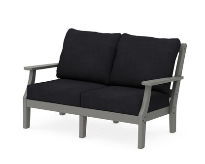 Martha Stewart by POLYWOOD® Chinoiserie Deep Seating Loveseat in Slate Grey / Midnight Linen