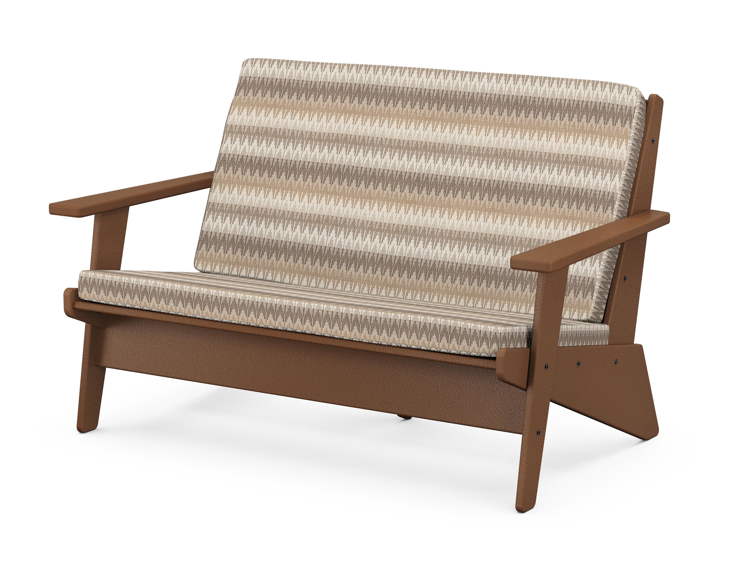 POLYWOOD® Riviera Modern Lounge Loveseat in Teak / Valley Dune