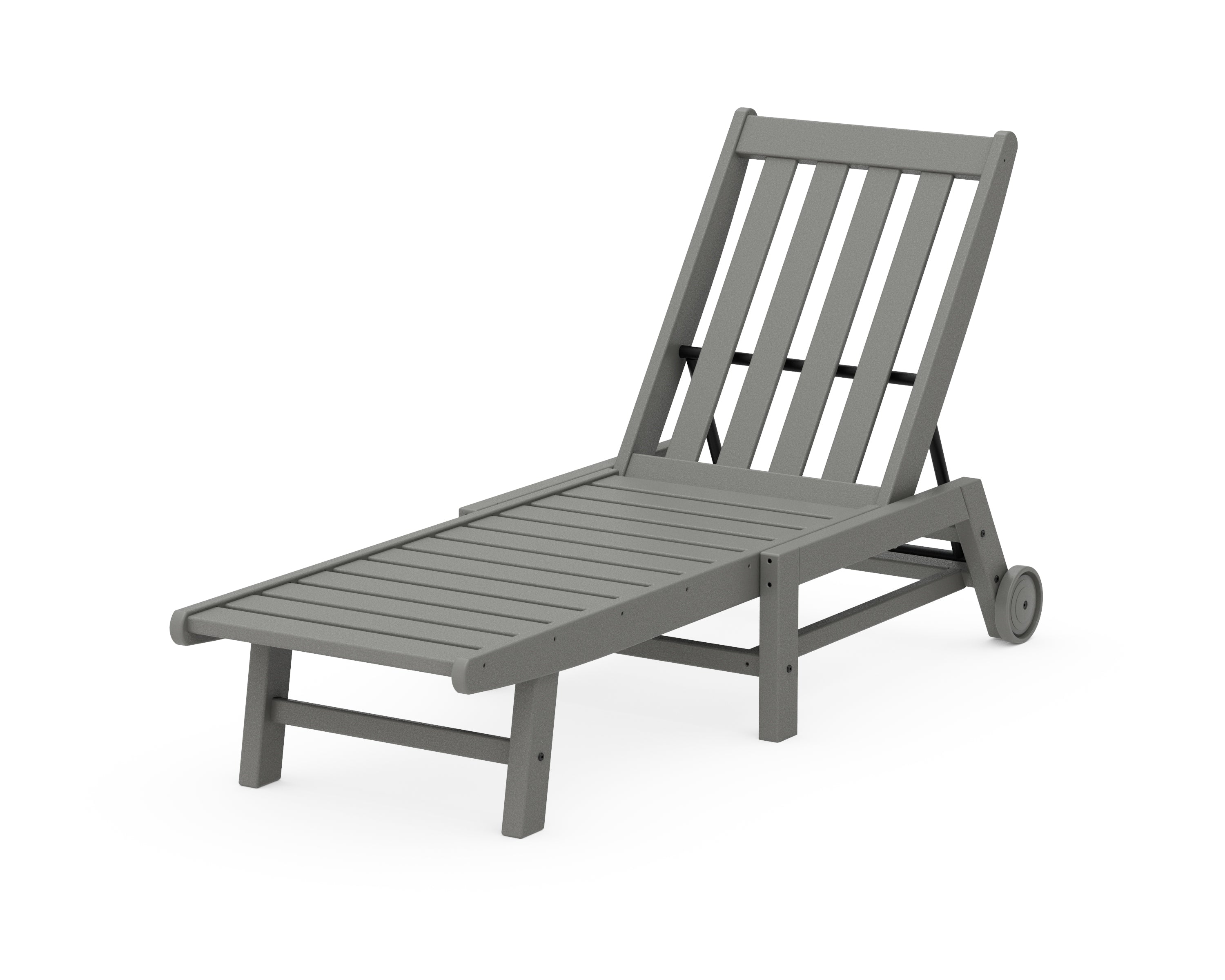 POLYWOOD® Vineyard Chaise with Wheels in Slate Grey
