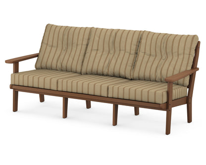 POLYWOOD® Lakeside Deep Seating Sofa in Teak / Unwind Driftwood