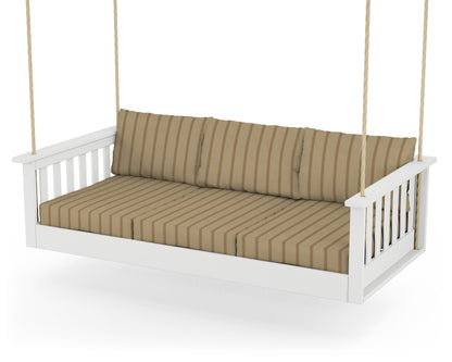 POLYWOOD® Vineyard Daybed Swing in White / Unwind Driftwood