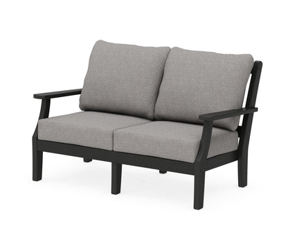 Martha Stewart by POLYWOOD® Chinoiserie Deep Seating Loveseat in Black / Grey Mist