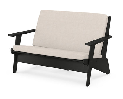 POLYWOOD® Riviera Modern Lounge Loveseat in Black / Nuance Cloud