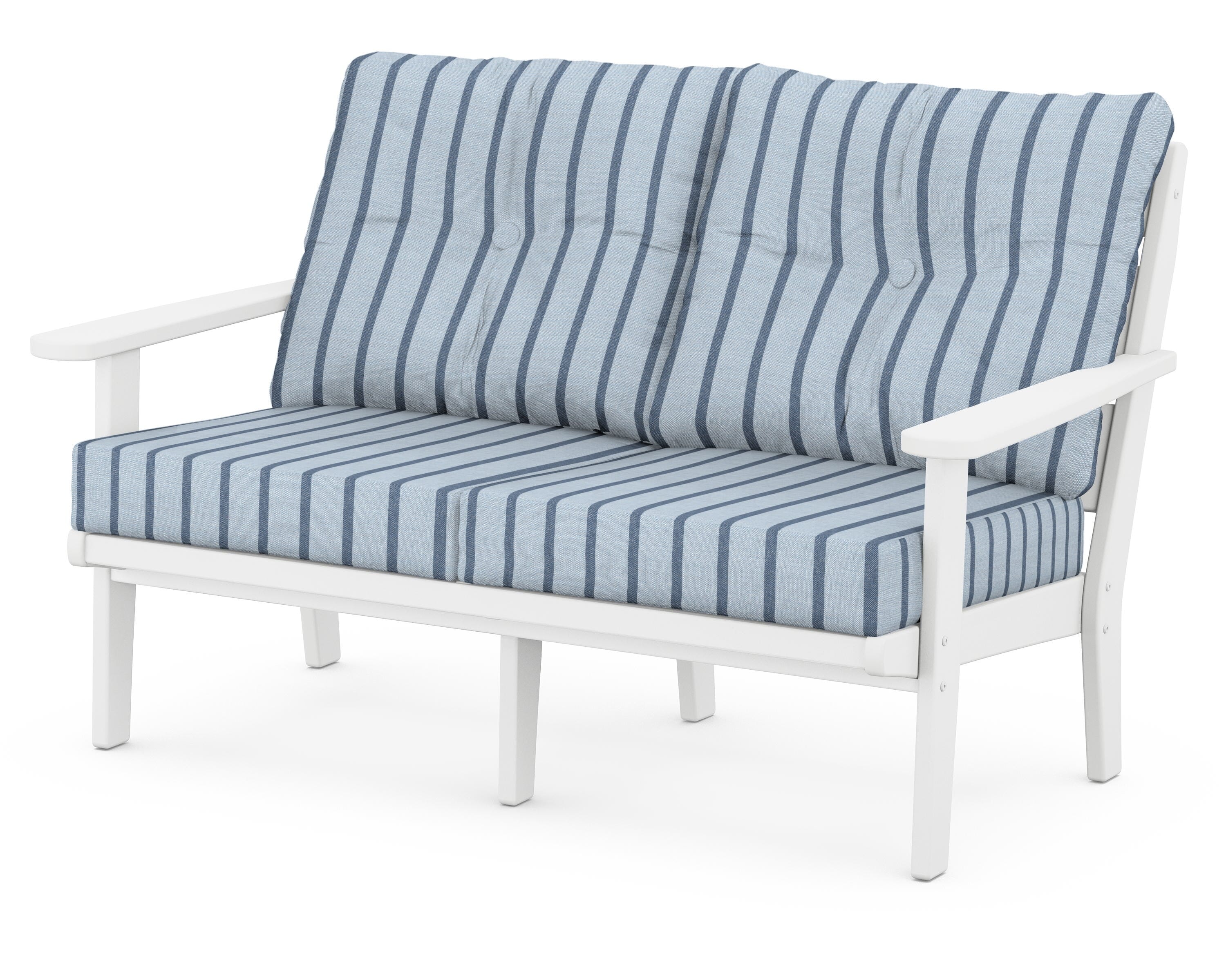 POLYWOOD® Lakeside Deep Seating Loveseat in White / Unwind Sky