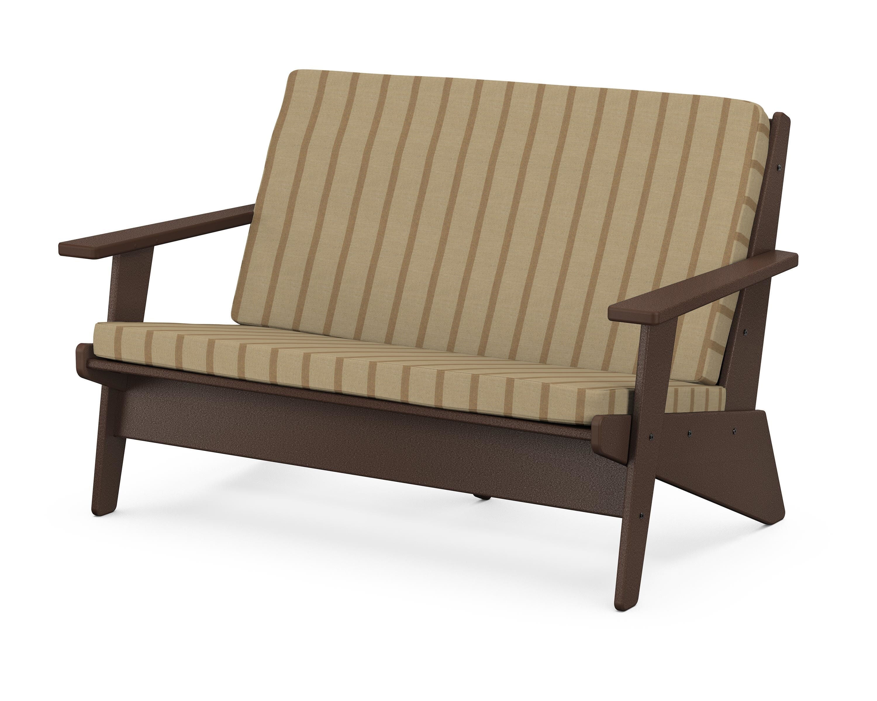 POLYWOOD® Riviera Modern Lounge Loveseat in Mahogany / Unwind Driftwood