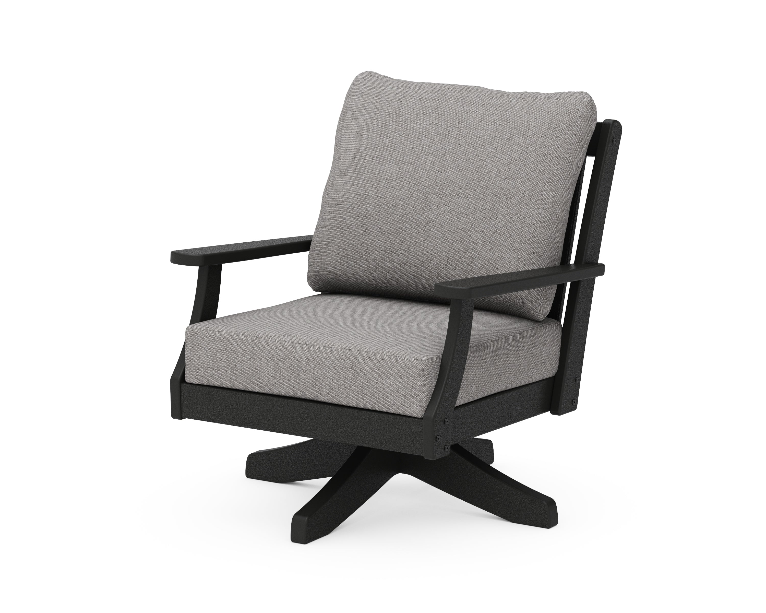 POLYWOOD® Braxton Deep Seating Swivel Chair in Black / Grey Mist