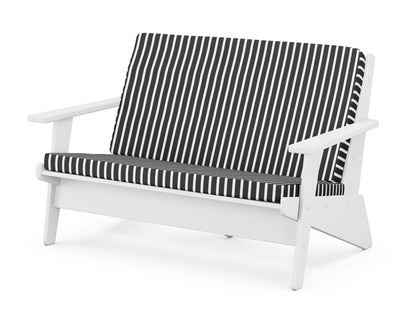 POLYWOOD® Riviera Modern Lounge Loveseat in White / Shore Classic
