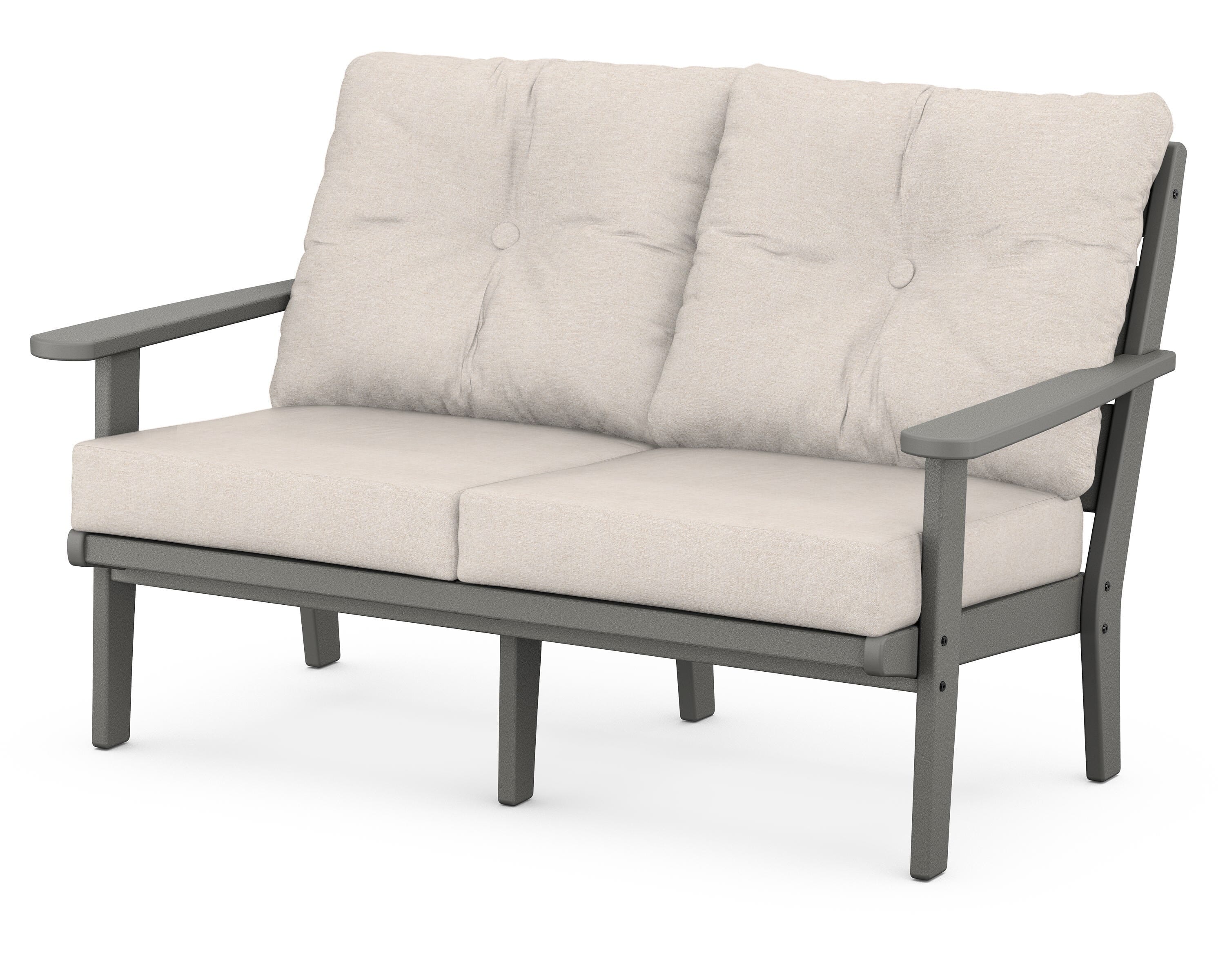POLYWOOD® Lakeside Deep Seating Loveseat in Slate Grey / Nuance Cloud