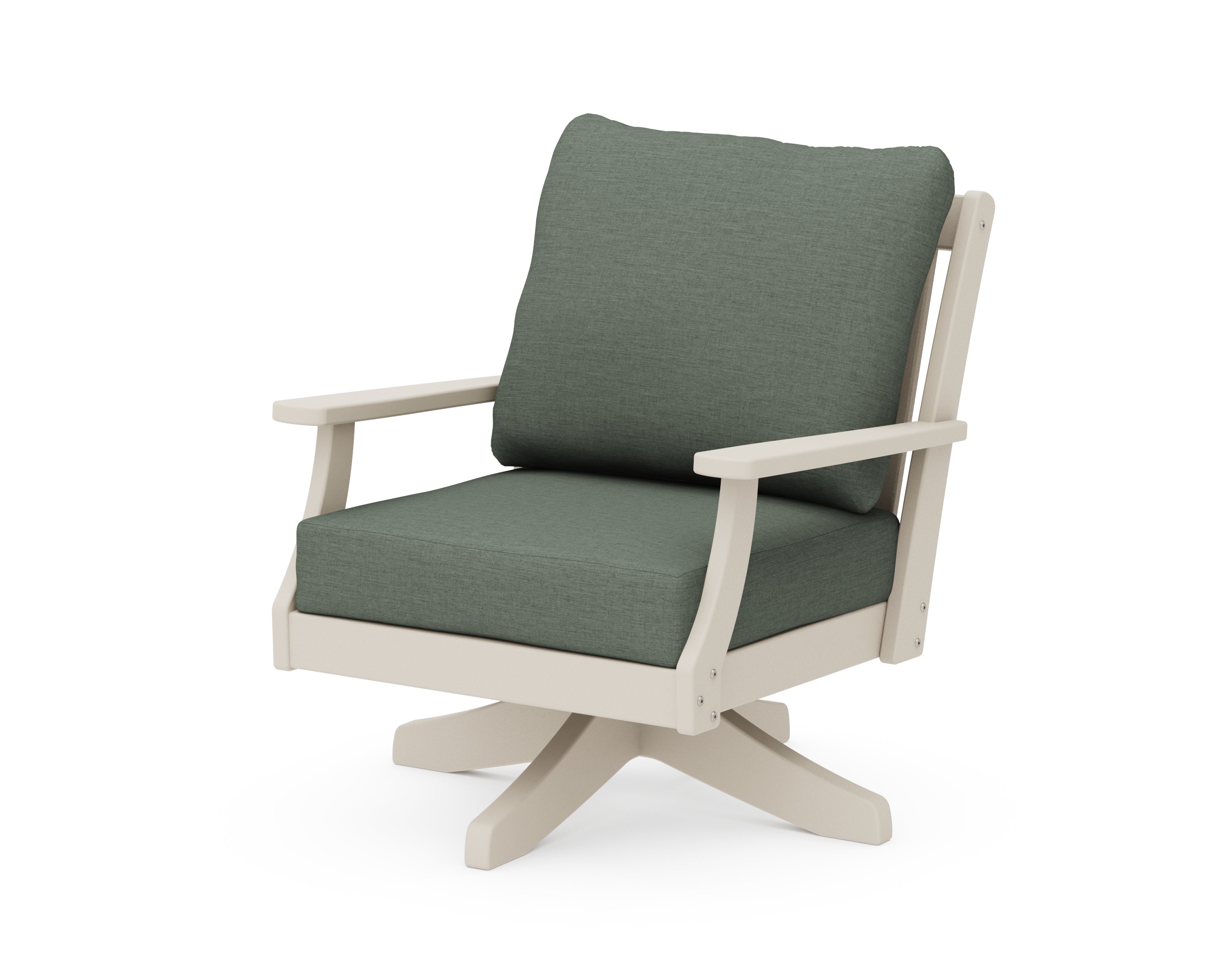 POLYWOOD® Braxton Deep Seating Swivel Chair in Sand / Cast Sage