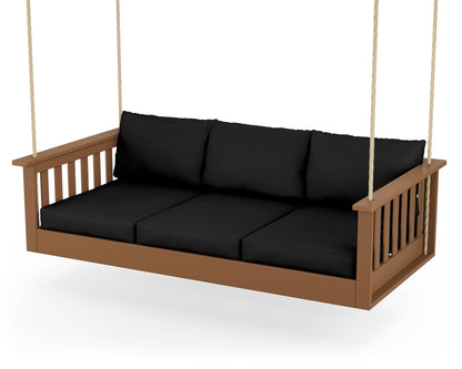 POLYWOOD® Vineyard Daybed Swing in Teak / Canvas Black
