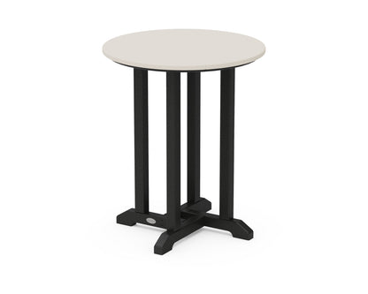 POLYWOOD® Contempo 24" Round Dining Table in Black / Sand