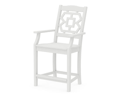 Martha Stewart by POLYWOOD® Chinoiserie Counter Arm Chair in White