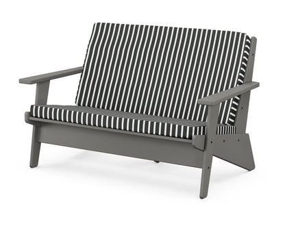 POLYWOOD® Riviera Modern Lounge Loveseat in Slate Grey / Shore Classic