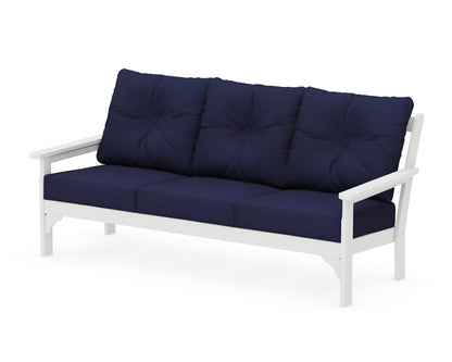 POLYWOOD® Vineyard Deep Seating Sofa in White / Navy