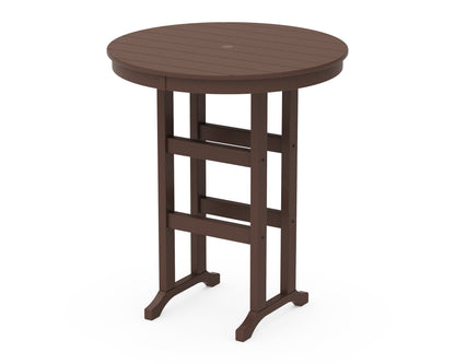 POLYWOOD® 36" Round Farmhouse Bar Table in Mahogany