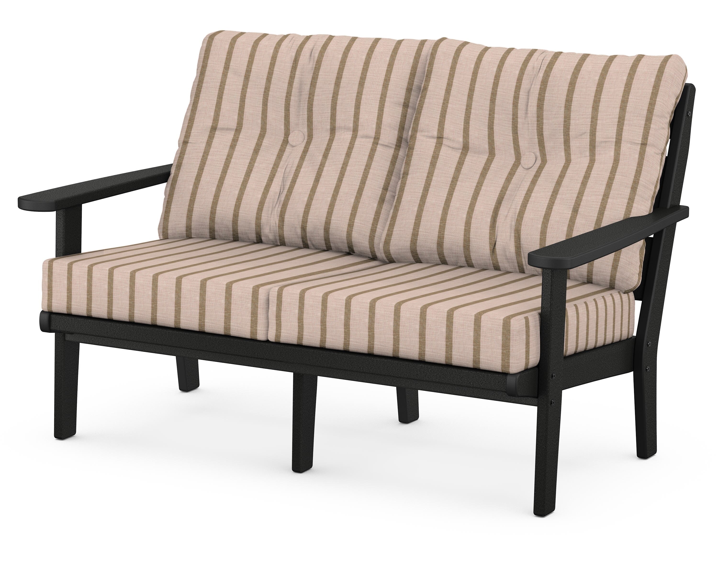 POLYWOOD® Lakeside Deep Seating Loveseat in Black / Unwind Cameo
