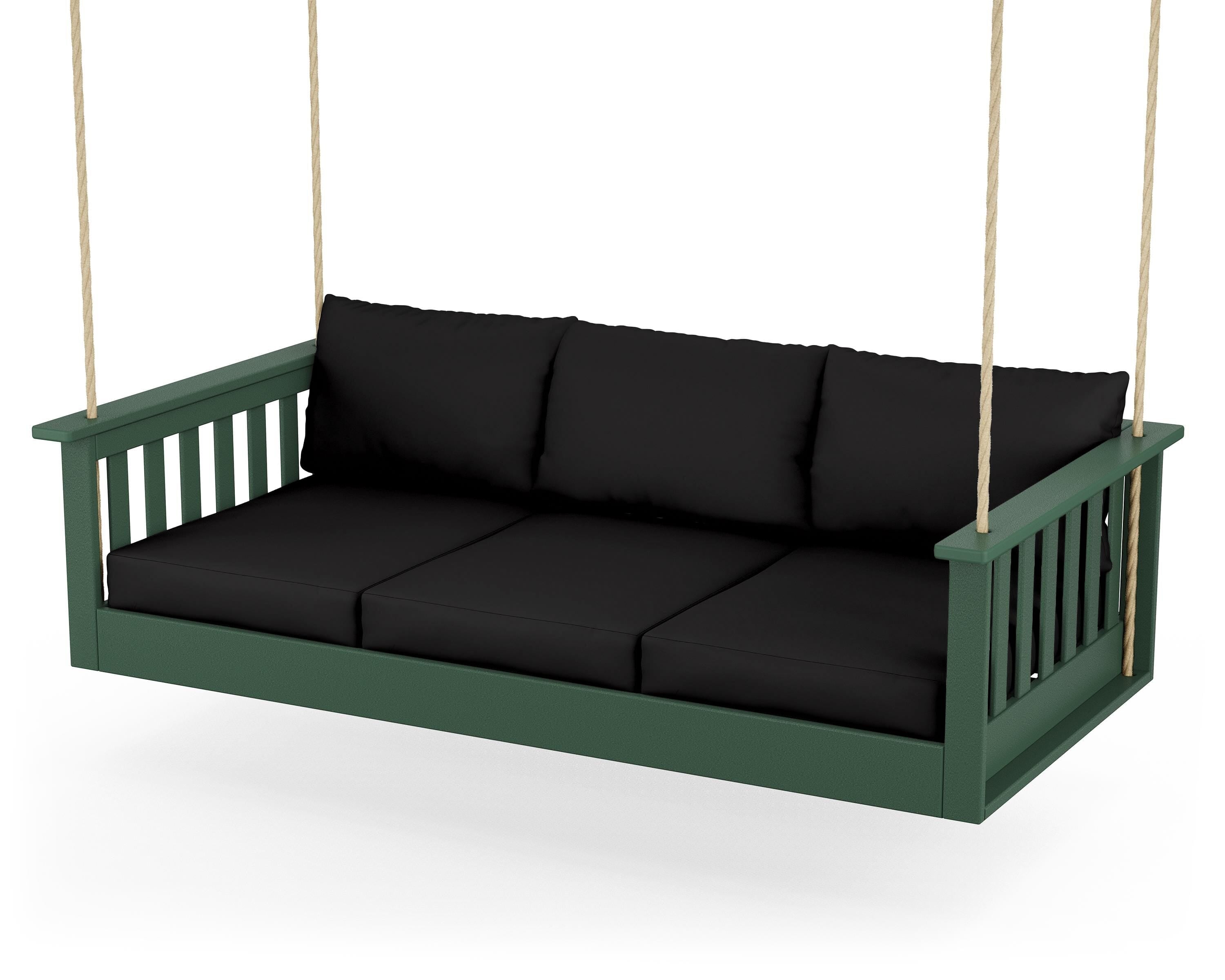 POLYWOOD® Vineyard Daybed Swing in Green / Canvas Black