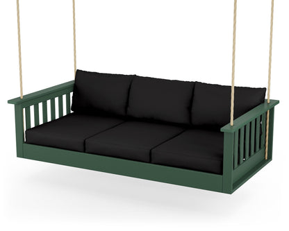 POLYWOOD® Vineyard Daybed Swing in Green / Canvas Black