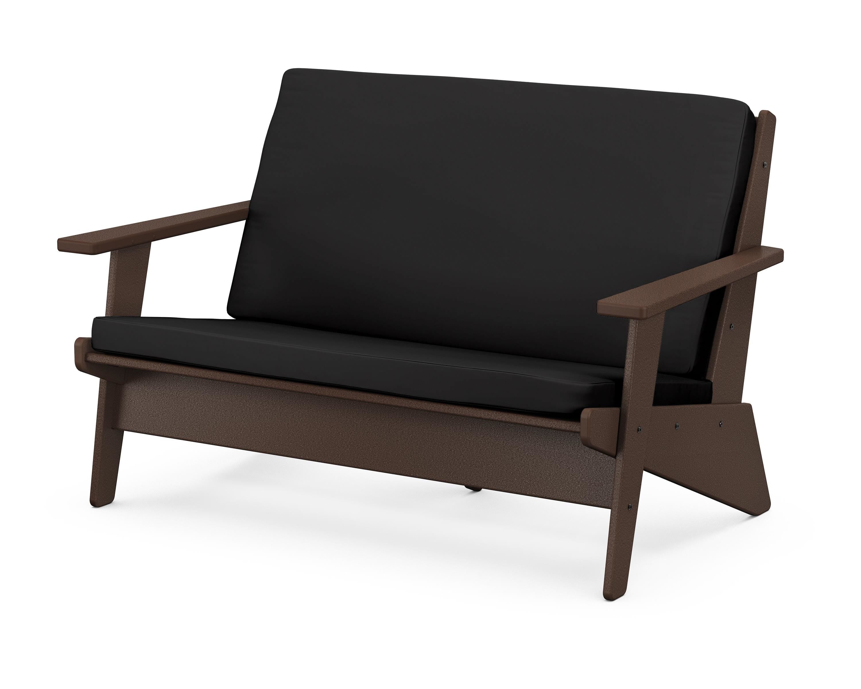 POLYWOOD® Riviera Modern Lounge Loveseat in Mahogany / Canvas Black