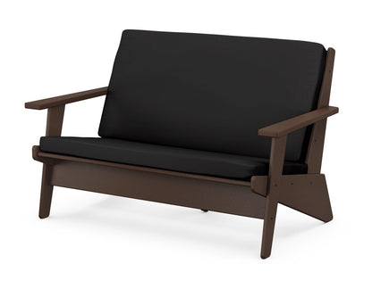 POLYWOOD® Riviera Modern Lounge Loveseat in Mahogany / Canvas Black