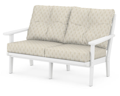 POLYWOOD® Lakeside Deep Seating Loveseat in White / Solve Linen