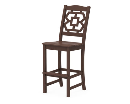 Martha Stewart by POLYWOOD® Chinoiserie Bar Side Chair in Mahogany