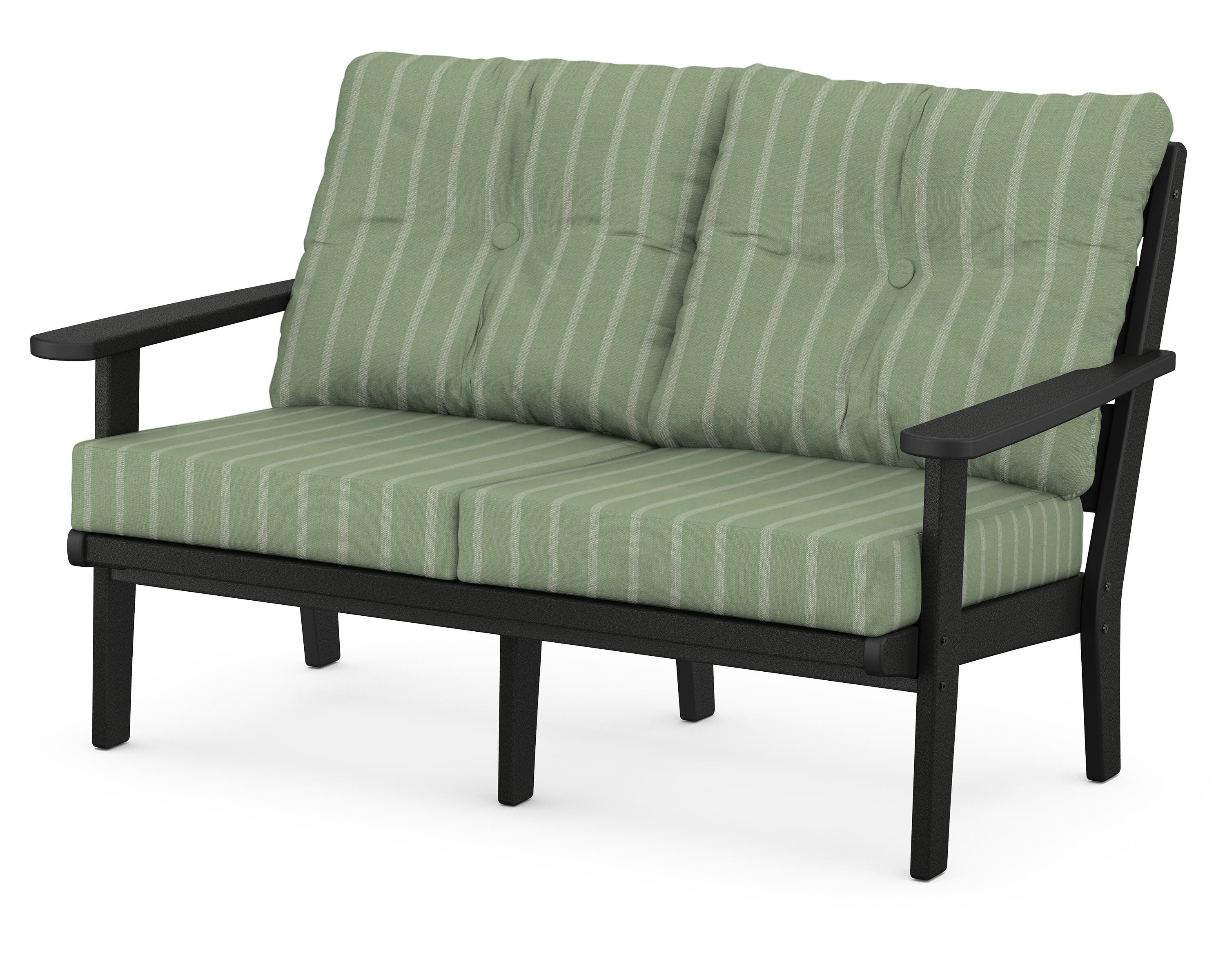 POLYWOOD® Lakeside Deep Seating Loveseat in Black / Unwind Rainwashed