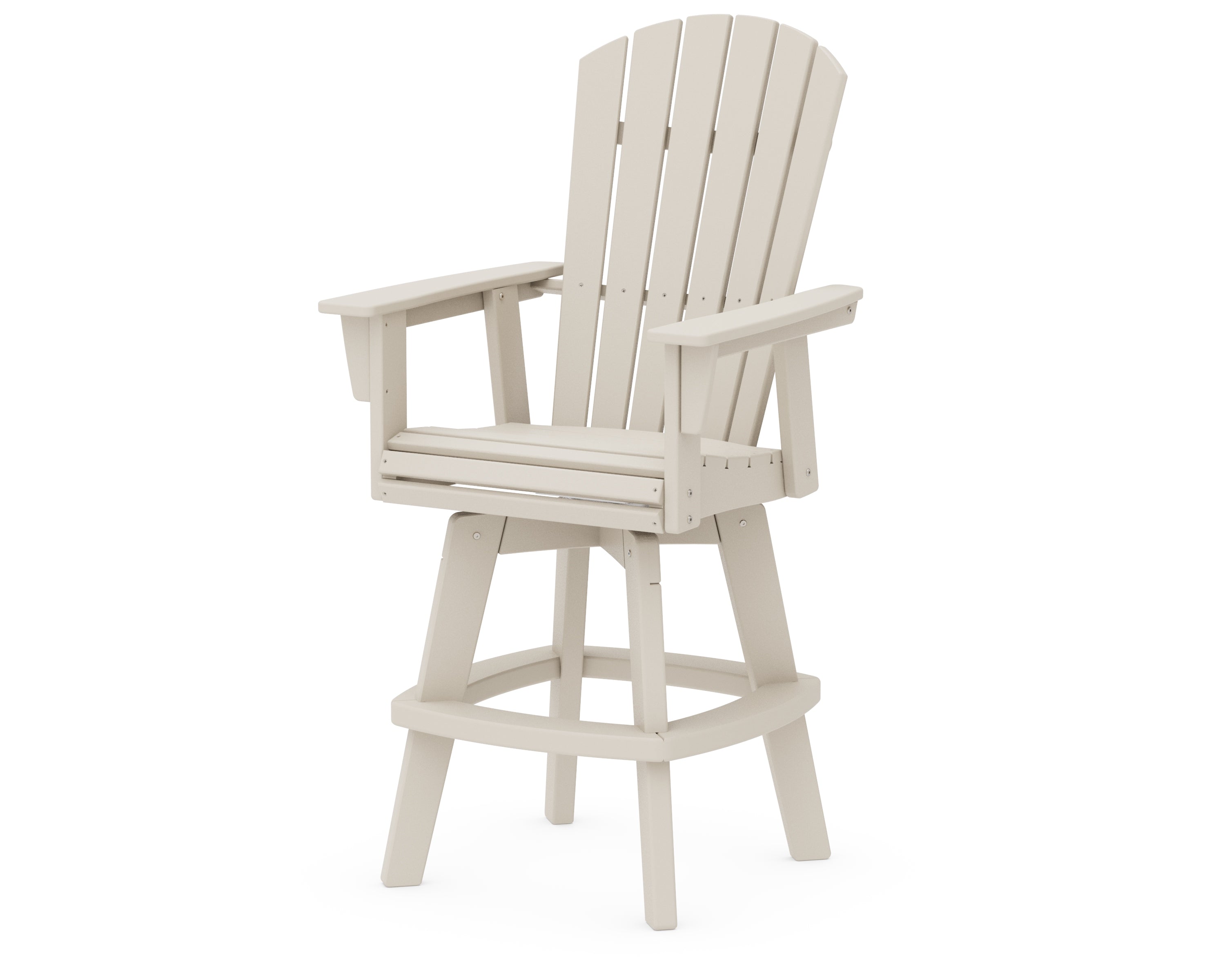 POLYWOOD® Nautical Curveback Adirondack Swivel Bar Chair in Sand