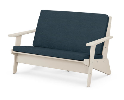 POLYWOOD® Riviera Modern Lounge Loveseat in Sand / Platform Indigo