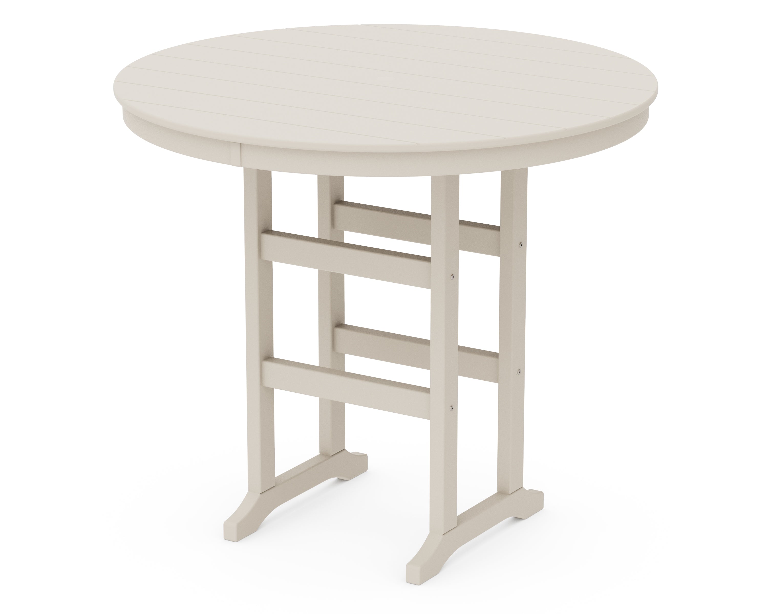 POLYWOOD® 48" Round Farmhouse Bar Table in Sand