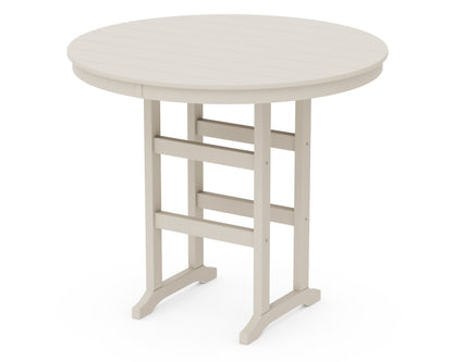 POLYWOOD® 48" Round Farmhouse Bar Table in Sand