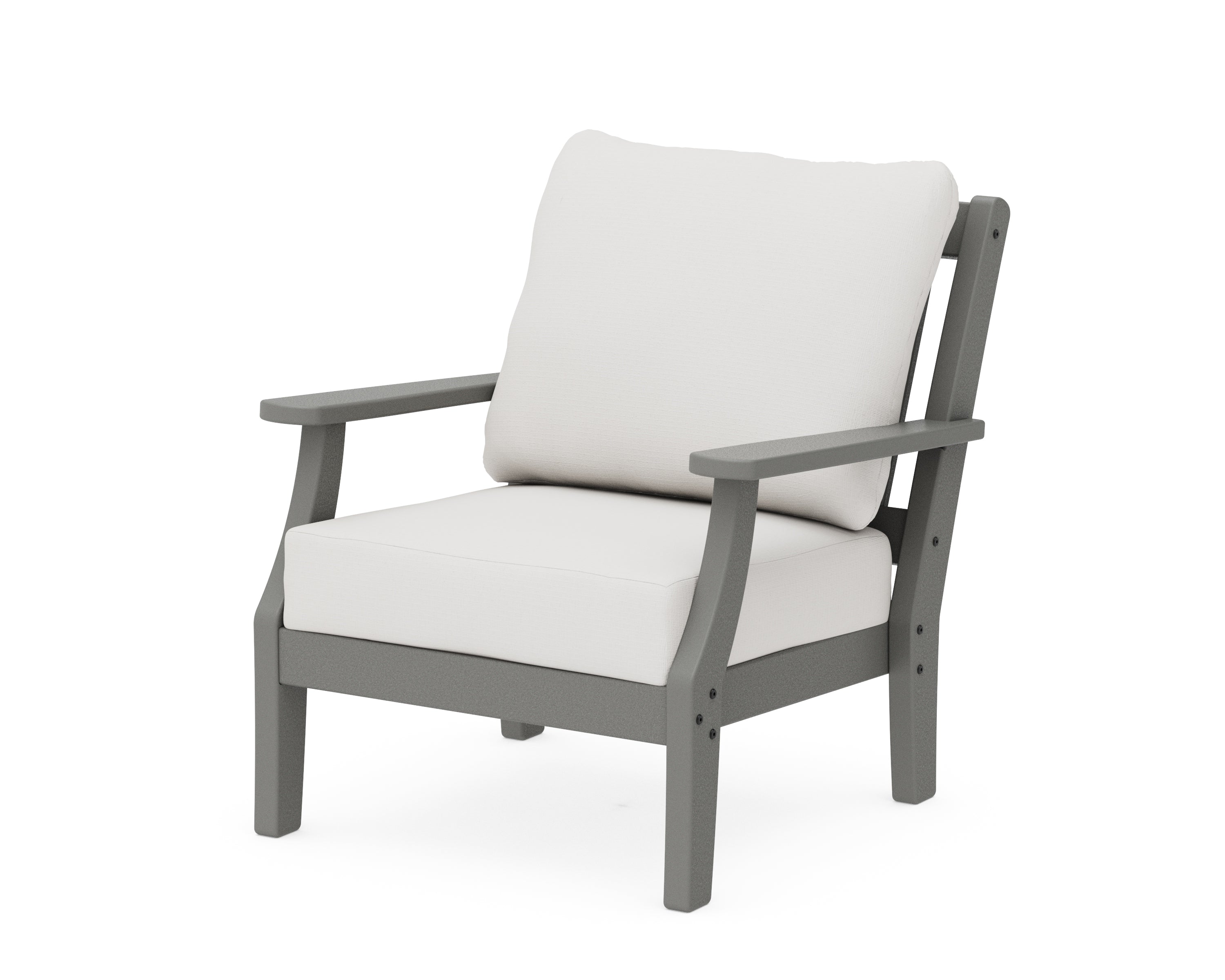 Martha Stewart by POLYWOOD® Chinoiserie Deep Seating Chair in Slate Grey / Natural Linen