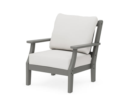 Martha Stewart by POLYWOOD® Chinoiserie Deep Seating Chair in Slate Grey / Natural Linen