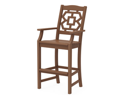 Martha Stewart by POLYWOOD® Chinoiserie Bar Arm Chair in Teak