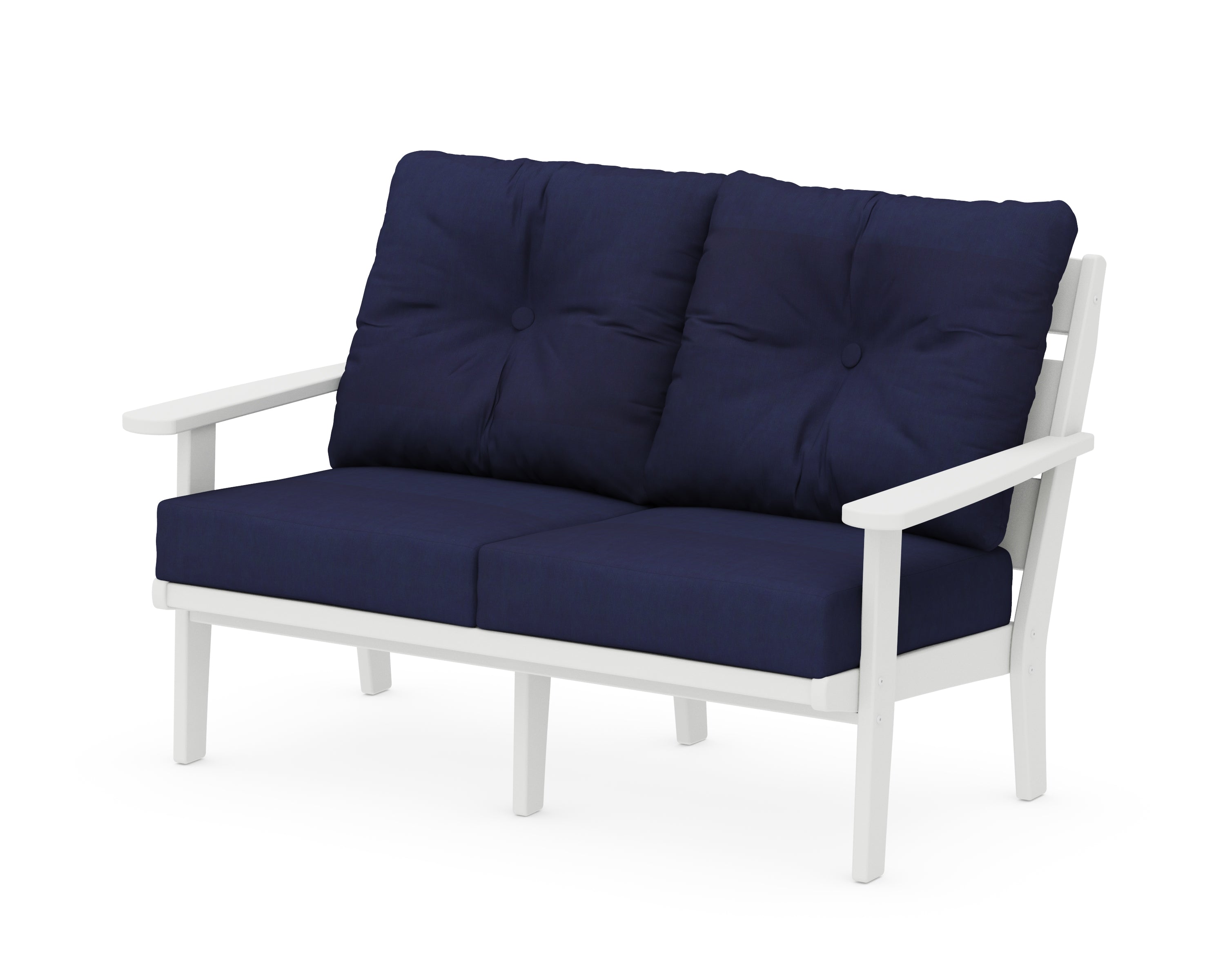 POLYWOOD® Lakeside Deep Seating Loveseat in White / Navy
